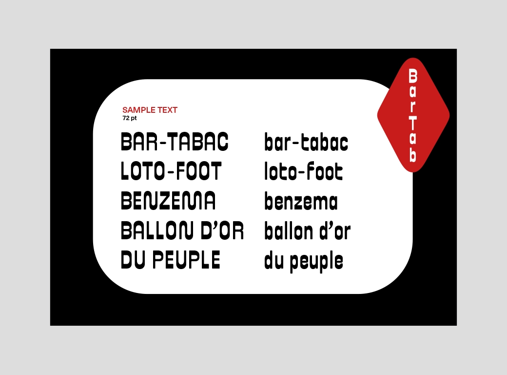 visuel représentant un texte composé avec la police BarTab