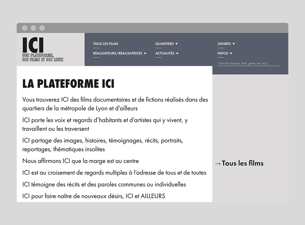 Visuel représentant la page d’accueil de la plateforme