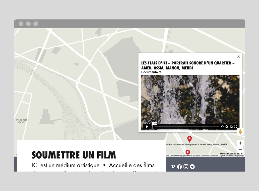 Visuel représentant la page de la carte interactive des films