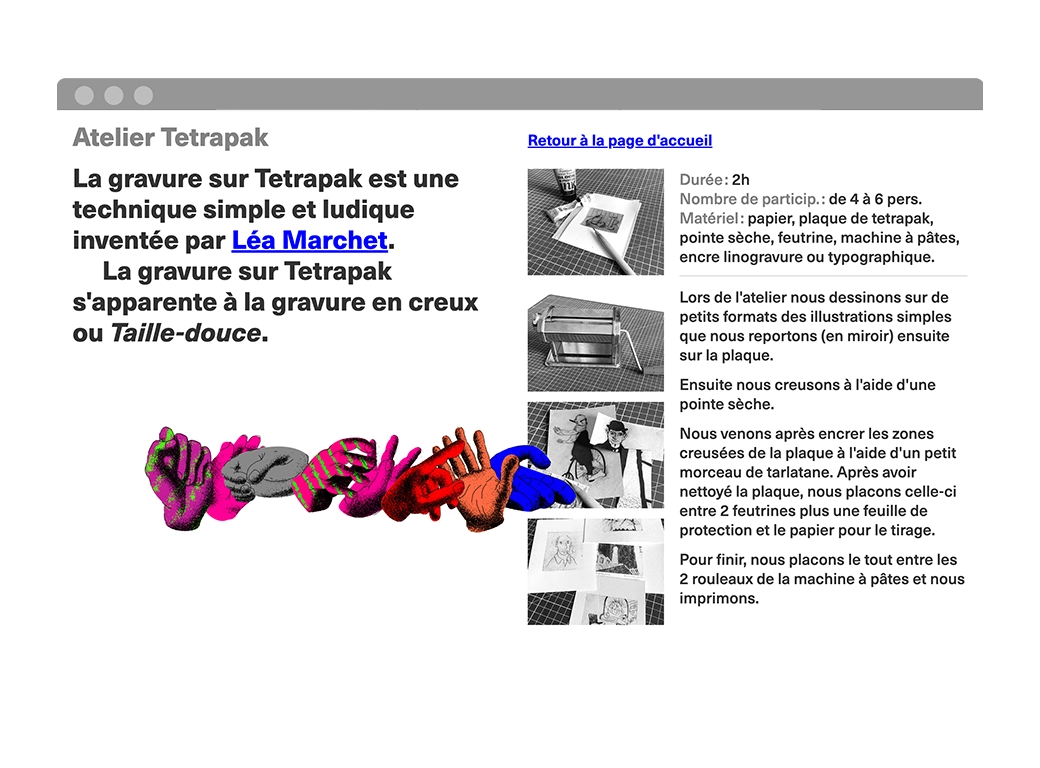 visuel représentant la page de recherche du site web des Ateliers La Main